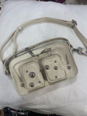 Nunoo Mini Cream Studded Crossbody Bag with Adjustable Strap